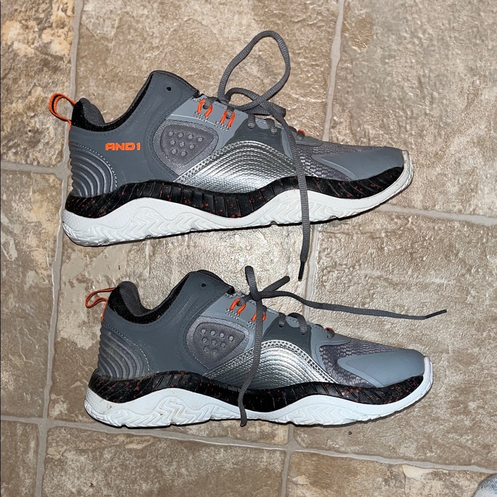 AND1 Men's Charcoal and Orange Athletic Shoes - Picture 5 of 9